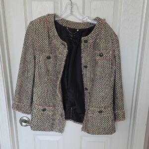 Talbots Tweed Blazer with Pink and Black Details